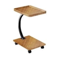 thumbnail image 1 of Rolling C Shaped Laptop Desk 2 Tier with Wheels, Space Saving Mobile Bedside Table with Lockable Casters, Compact Computer Stand for Sofa Small Spaces, Natural Wood/White/Walnut, 1 of 7