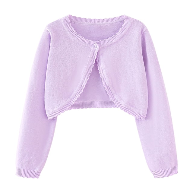Dagugfen Toddler Baby Girls Clothes Cardigan Button Ruffle Comfy Casual Sweet Solid Color Cropped Jackets 1.5-14 Years
