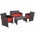 thumbnail image 1 of Patiojoy 4PCS Outdoor Patio Furniture Sets Weather-Resistant Rattan Sofas w/ Soft Cushion Red, 1 of 7