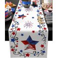 thumbnail image 1 of 4th of July Table Runner 72 Inches Long Cotton Linen Kitchen Dinner Table Runners,Independence Day Burlap Tablerunner for Dresser/Party/Wedding Freedom Stars Blue Red Memorial Patriotic Flag 14"x72", 1 of 6