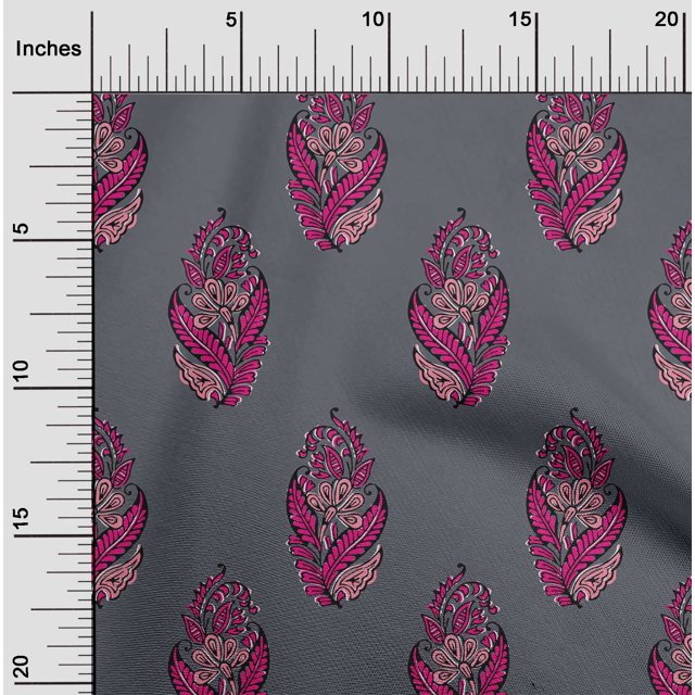 oneOone Polyester Lycra Fabric Leaves & Floral Block Fabric Prints By Yard 56 Inch Wide