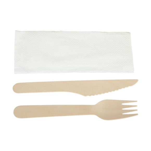 iECO - Ensemble de Couverts en Bouleau Individuellement Emballés, 3 Pcs, Lot de 250