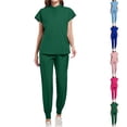 thumbnail image 5 of Xfvqtps Ensemble de Sarraus pour Femmes, Haut de Sarrau à Col Rond Extensible et Pantalon Jogger à Taille Élastique, Chevilles Froncées, Anti-Froissement, Doux, Ensemble d'Uniforme d'Infirmière, Manches Courtes, Ensemble d'Uniforme de Travail, Rose, 5 of 5