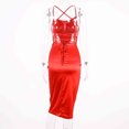 thumbnail image 4 of Fridja Womens Solid Color Hanging Neck Open Back Slim Band Hip Wrap Dress, 4 of 6