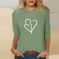thumbnail image 2 of Plebaso Hauts Cœur pour Femmes Manches 3/4 Col Rond T-Shirts Décontractés Imprimé Chandail Femmes 2025 Tee Blouses, 2 of 4
