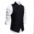 thumbnail image 3 of TIMIFIS Men's Suit Vests Business Suit Vestss for Men Formal Slim Solid Fashion Retro Wedding Waistcoat for V-Neck Tuxedo Vests with Pockets - Spring/Summer, 3 of 8