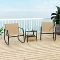 thumbnail image 1 of Costway 3 Piece Rocking Bistro Set with Storage Bag PS Armrests & Tabletop Metal Frame Brown, 1 of 10