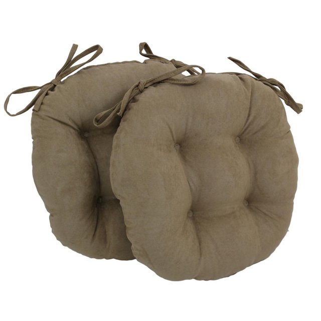 Coussins de Chaise Ronds Capitonnés en Microsuède Uni de 16 Po (Ensemble de 2)