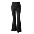thumbnail image 3 of Women Velvet Flared Trousers, Solid Color High Waist Wide Leg Long Pants, 3 of 4