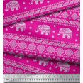 thumbnail image 3 of Soimoi Cotton Duck Fabric Aztec & Tribal Elephant Animal Print Fabric by the Yard 42 Inch Wide, 3 of 3