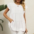 thumbnail image 3 of Timegard Hauts pour Femmes Manches Courtes en Chiffon Blouse Ample Légère Col Rond Été Plage Vacances Hauts, 3 of 5