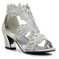 thumbnail image 2 of Enzo Romeo Lime03N Womens Open Toe Mid Heel Wedding Rhinestone Gladiator Sandal Wedge Shoes (7, Silver), 2 of 4