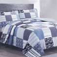 thumbnail image 4 of Comforter Set Queen Size  3-Piece Coverlet Set for Night Sleep  Bedding Quilt with Green Yellow Blue Plaid Striped Real Patchwork, 4 of 4