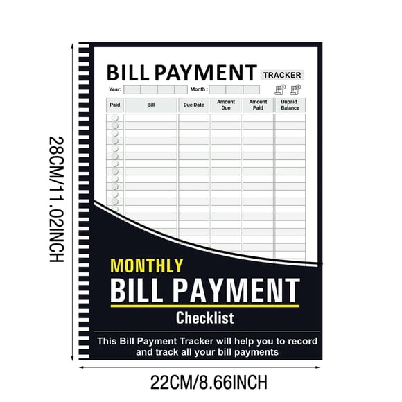 Bill Payment Checklist Notebook 8.5 x 11 Inch Monthly Budget Planner 110 Pages for 4 Year Bill Tracking Payment Records Expense Organization Family Home Office Finance Planning