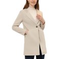 thumbnail image 4 of INSPIRE CHIC Women's Half Lapel Long Sleeves One Button Winter Mid-Length Overcoat S Beige White, 4 of 5