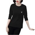 thumbnail image 1 of Hauts pour Femmes Manches Longues Mode Femmes Décontracté Manches Longues Blouse Imprimée T-Shirt pour Dames Hauts, 1 of 3
