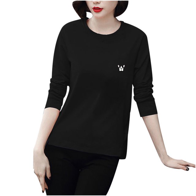 Hauts pour Femmes Manches Longues Mode Femmes Décontracté Manches Longues Blouse Imprimée T-Shirt pour Dames Hauts