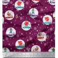 thumbnail image 1 of Soimoi Polyester Crepe Fabric Gift Box,Car & Santa Christmas Printed Craft Fabric by The Yard 52 Inch Wide, 1 of 3