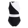 thumbnail image 1 of Mufeng Combinaison de Danse Ballet Sans Manches en Maille Color Block pour Filles Noir&Blanc 14, 1 of 7