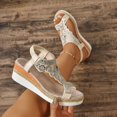 thumbnail image 4 of Women Fashion Platform Sandals Rhinestone Straps Lightweight Comfortable Roman Summer Beach Shoes PU Material Open Toe Adjustable Criss Cross Ankle Straps, 4 of 7