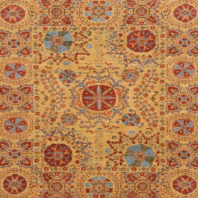 Ahgly Company Tapis d'Intérieur Carrés Abstraits Jaunes Abstraits pour Aire, 5 Pieds Carré
