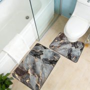 Vacemry Bathroom Floor Mats, U-Shaped Toilet Rug Sets, Highly Absorbent Quick-Dry Bath Mats, Non-Slip Entrance Floor Mat for Shower Tub Sink Area, 2-Piece Polyester Crystal Velvet Set