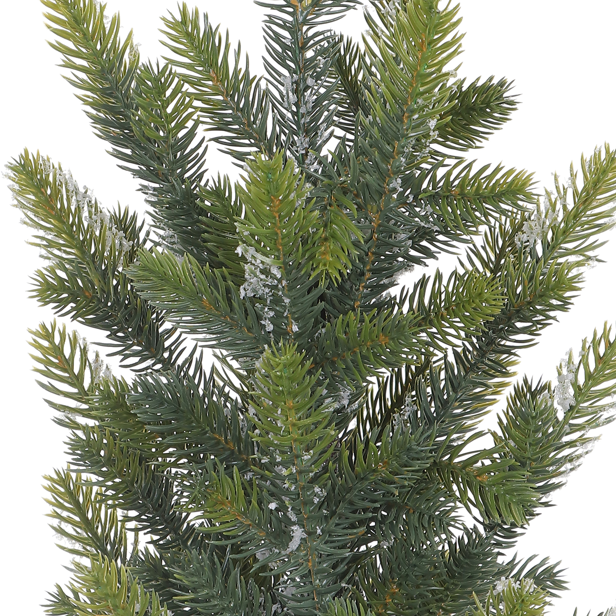 HOLIDAY TIME 18 Inch Flocked Mini Burlap Base Christmas Tree, 55% PP 15% Iron 5% Polystyrene Foam 20% Cement 5% Fabric Tabletop Decor