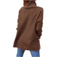 thumbnail image 3 of KIHOUT Hauts pour Femmes Printemps Hiver Mode Décontractée Couleur Unie Fendu Tricoté Pull Manches Longues Col Roulé, 3 of 6