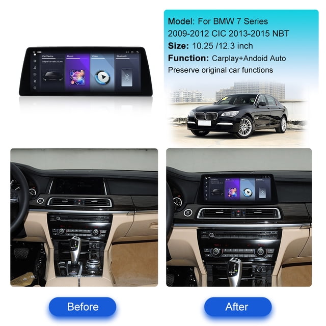 ZWNAV Ultra-Thin 12.3 inch Wireless CarPlay+Android Auto Retain Original Car Function Car Radio Stereo Multimedia Receiver for BMW 7 Series 2009-2012 Compatible with Original Car CIC System