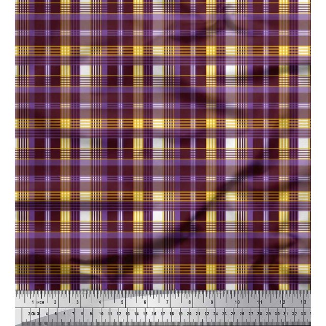 Soimoi Georgette Viscose Fabric Plaid Check Printed Craft Fabric by the Yard 42 Inch Wide