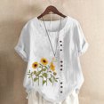 thumbnail image 1 of zanvin Haut pour Femmes, Cadeaux des Fêtes T-Shirt d'Été Surdimensionné Décontracté à Col Rond à Manches Courtes à Imprimé Floral Ample, 1 of 5