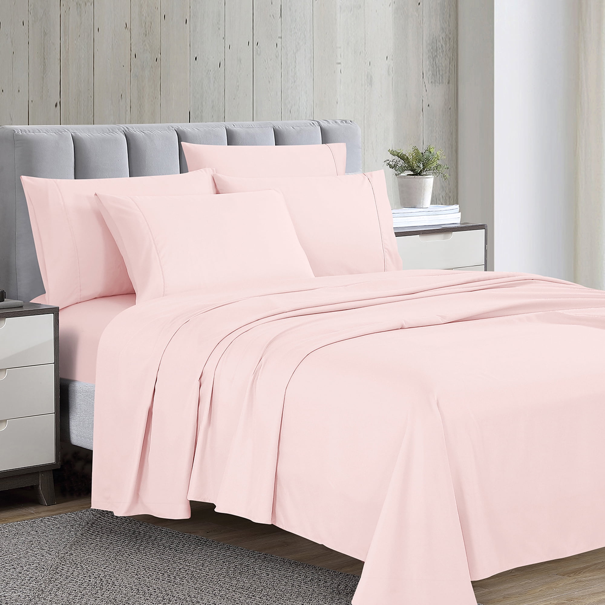 Swift Home Luxury 4-Piece Sheet Set with Extra Pillow Case, Twin, Blush
