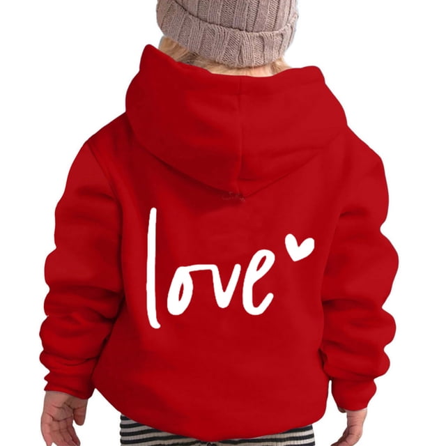 FAOWME Sweat à Capuche à Manches Longues pour Enfants Imprimé Lettre Léger Rouge 3-4 Ans