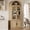 Natural, variant on 72" Tall Arched Bookcase with Glass Doors, 5 Tier Display Bookshelf Storage Cabinet, Modern Floor Standing Organizer for Home Office Living Room, Brown