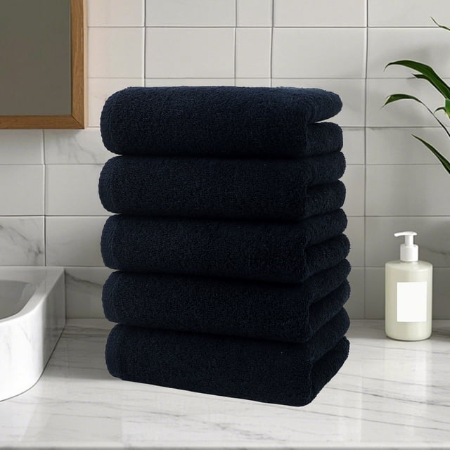 5 Pcs Cotton Towel Set, European American Style Border Face Wash Cloth, Absorbent Fast Drying, Natural Soft Comfortable, Multi-Scene Use, Wholesale Gift Package