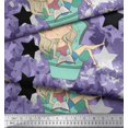 thumbnail image 2 of Soimoi Poly Georgette Fabric Star,Cloud & Sleepy Girl Print Fabric by Yard 42 Inch Wide, 2 of 3