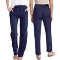 thumbnail image 2 of Timegard Womens Pants Straight Leg Drawstring Elastic Waist Solid Color Loose Lounge Trousers Lightweight, 2 of 7