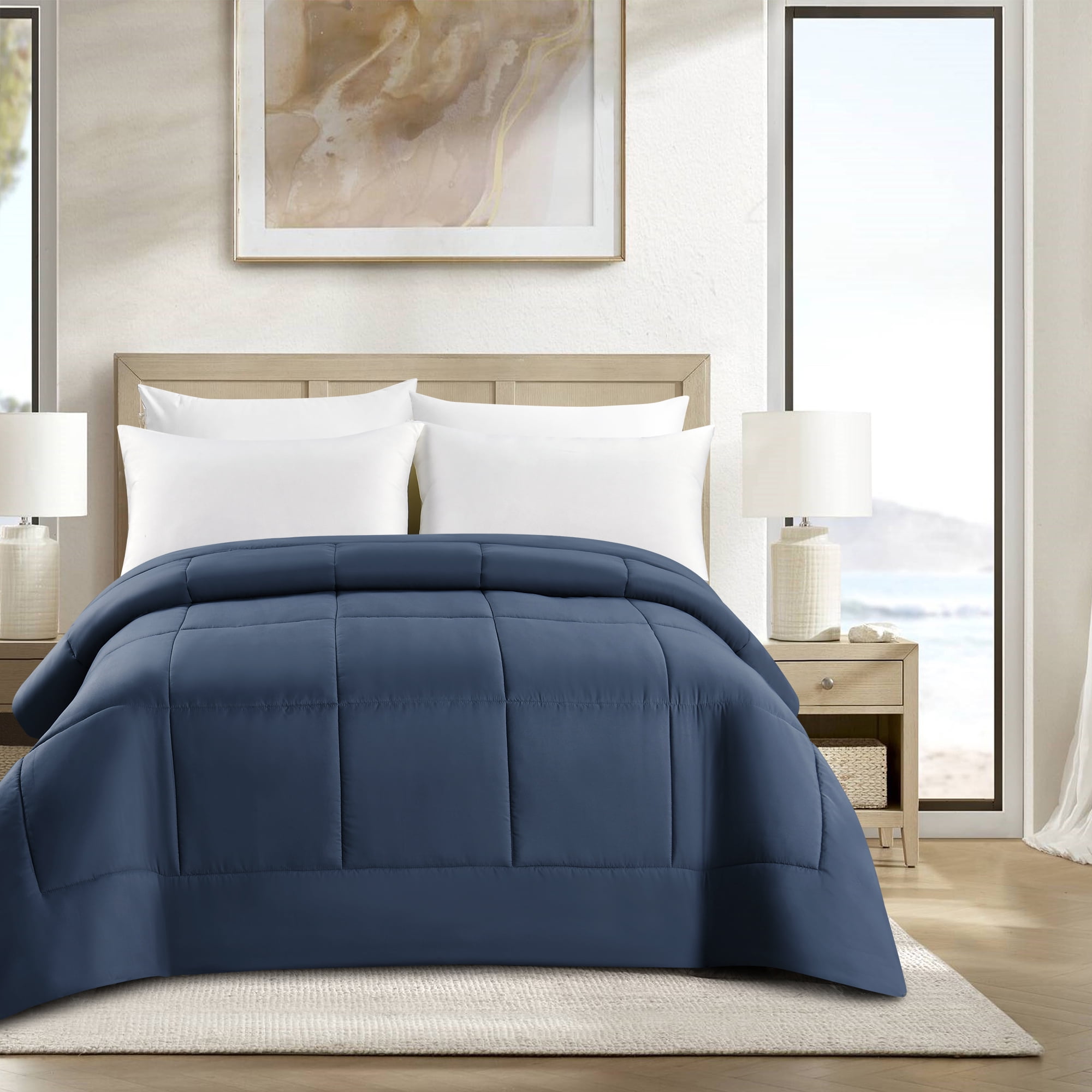 Swift Home Couette de Substitution au Duvet Basic, Toutes Saisons Hypoallergénique et Confortable, Queen, Bleu marine
