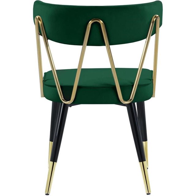 Meridian Furniture Chaise de Salle à Manger en Velours Vert Rheingold (Ensemble de 2)