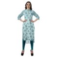 thumbnail image 2 of Moomaya Kurti Indienne Imprimée Tunique en Coton pour Femme Col Mandarin Kurta Longueur Genou, 2 of 6