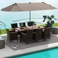 thumbnail image 3 of Costway Ensemble de Salle à Manger de Patio 11 Pcs avec Parasol de Patio Double Face de 15 Pi (Base Incluse) Café, 3 of 10