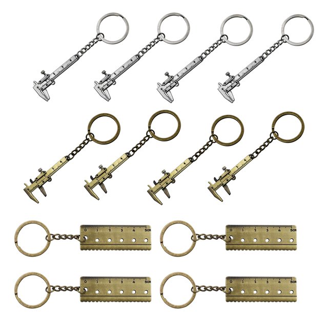 jifeng 12 Pcs Porte-Clés en Alliage de Zinc Vernier Caliper Pendentif Porte-Clés