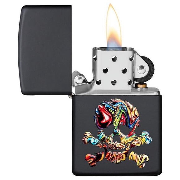 49187 Zippo Textured Multi Color Skull Design Windproof Pocket Lighter