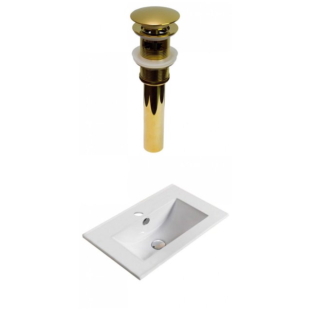American Imaginations 19.9-in. W 1 Hole Ceramic Top Set In White Color - Overflow Drain Incl. AI-30398