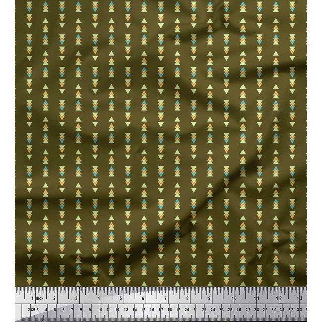 Soimoi Poly Georgette Fabric Triangle Shirting Printed Craft Fabric by The Yard 52 Inch Wide