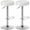 thumbnail image 2 of Gymax Tabouret de Bar Pivotant Réglable 2 Pcs en Cuir PU pour Comptoir de Cuisine Chaises de Bar Blanc, 2 of 7