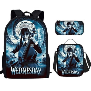 Wednesday Addams Backpack Set, School Bag Laptop Bag Casual Daypack For Boys Girls With Small Satchel Pencil Bag