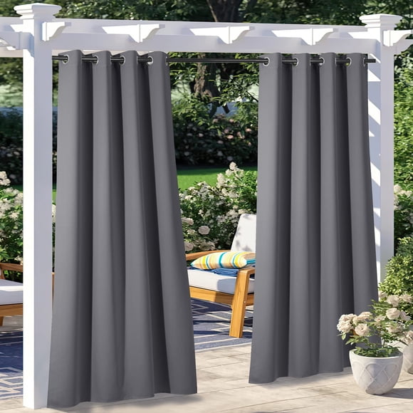 NICETOWN Outdoor Curtains 2 Panels Waterproof for Patio - Rustproof Grommet Sturdy Indoor Outdoor Vertical Blackout Drapes for Front Porch