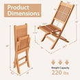 thumbnail image 4 of Costway 2PCS Patio Folding Chair Solid Indonesia Teak Wood Slatted Seat Natural Portable Outdoor, 4 of 9