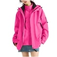 thumbnail image 3 of Sentmoon Ski Jacket Women Oversized Hooded Neck Long Sleeve Womens Winter Coat Zipper Solid Color Windproof Waterproof Women Clothes with Pockets Fall and Winter Soft and Comfortable for Sports, 3 of 8